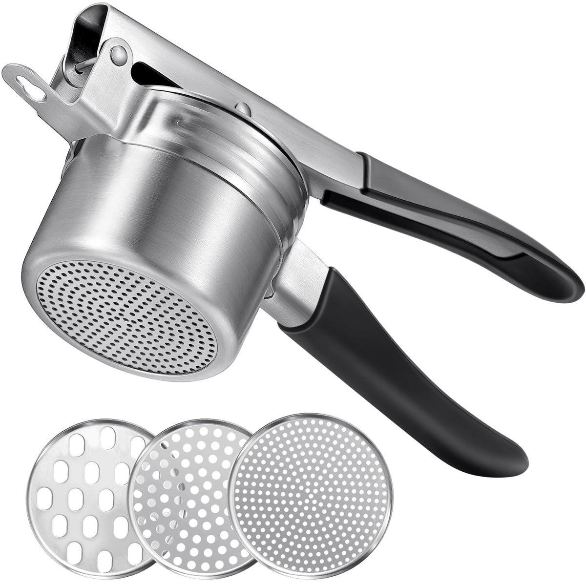 Sopito potato ricer with three interchangeable discs for silky mashed potatoes.