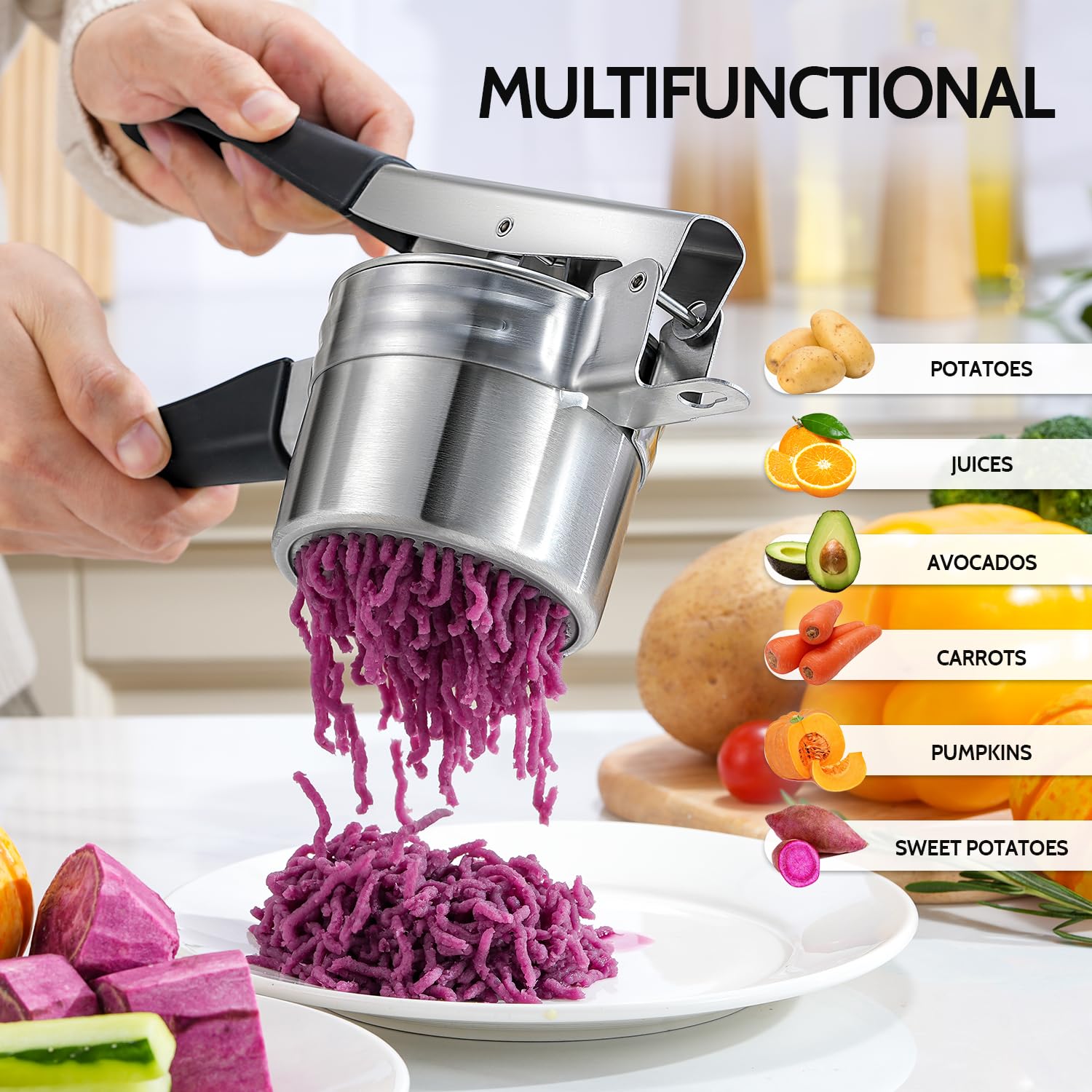 Sopito sturdy stainless steel construction supports heavy-duty kitchen tasks.