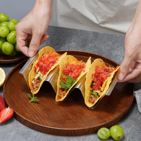 Sopito stackable taco rack supports two or three tortillas per side.