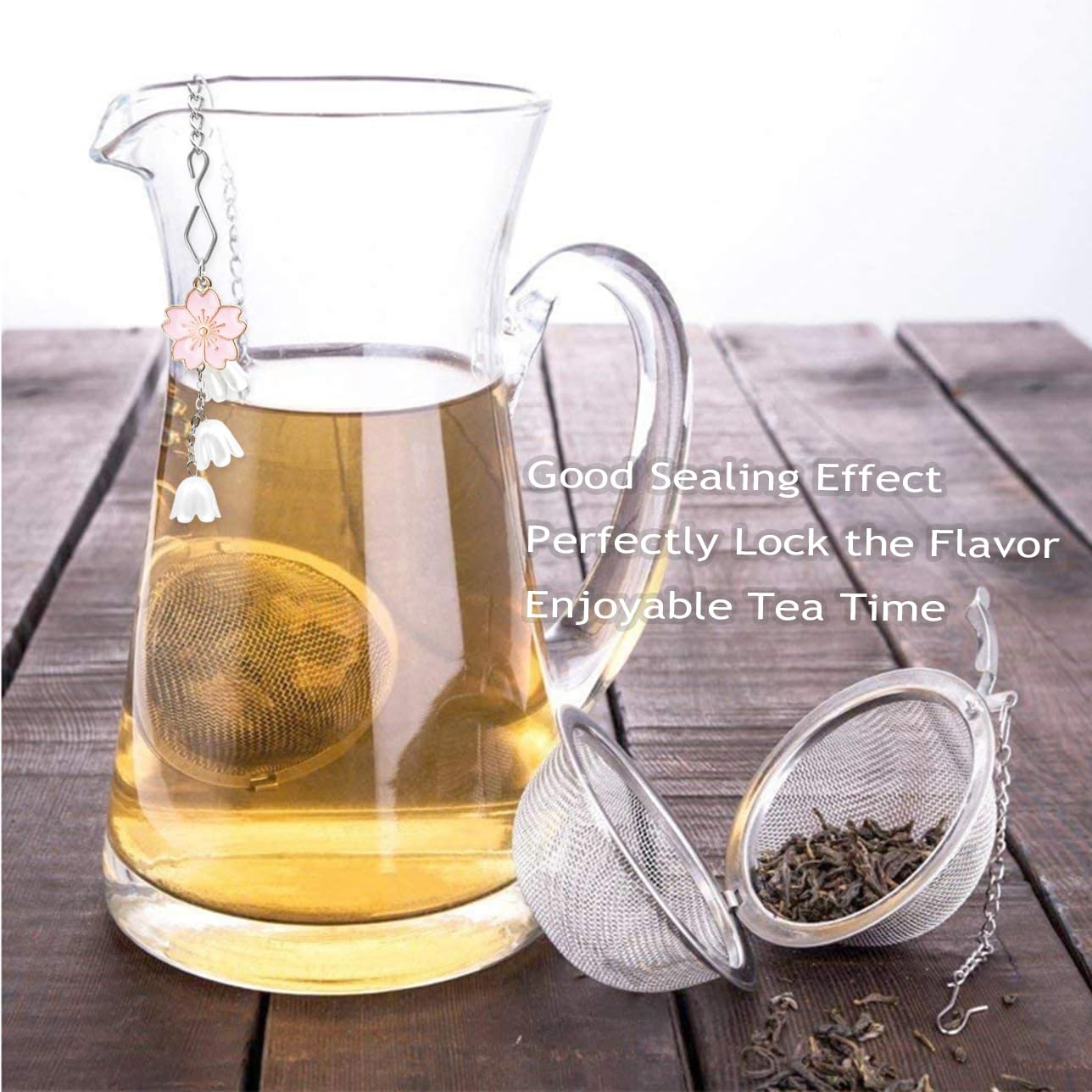 Sopopal daisy white tea infuser pendant designed to keep leaves contained.