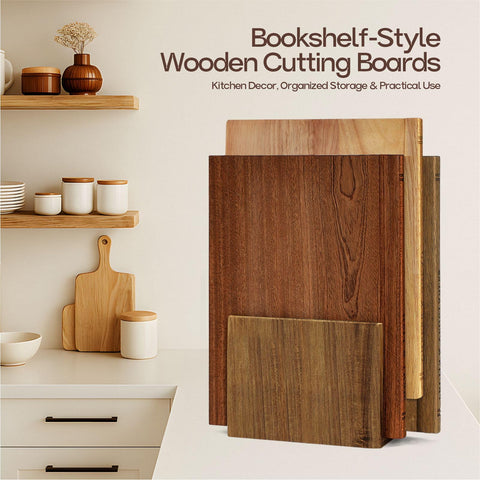 Soravita Book Cutting Board Set utilisant acacia et bois-caoutchouc pour une préparation durable