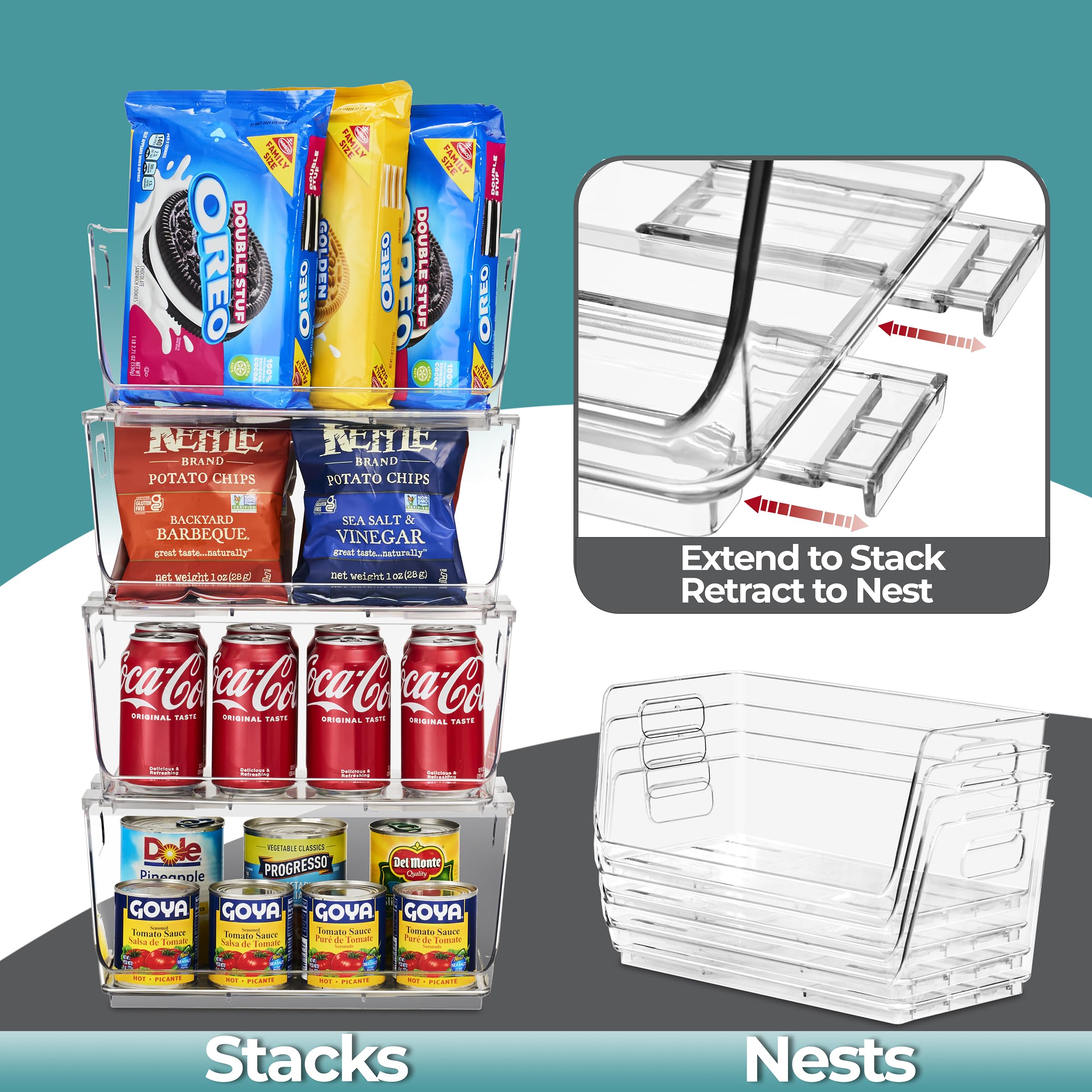 Sorbus clear bin kitchen organization enables visible contents and tidy countertops.