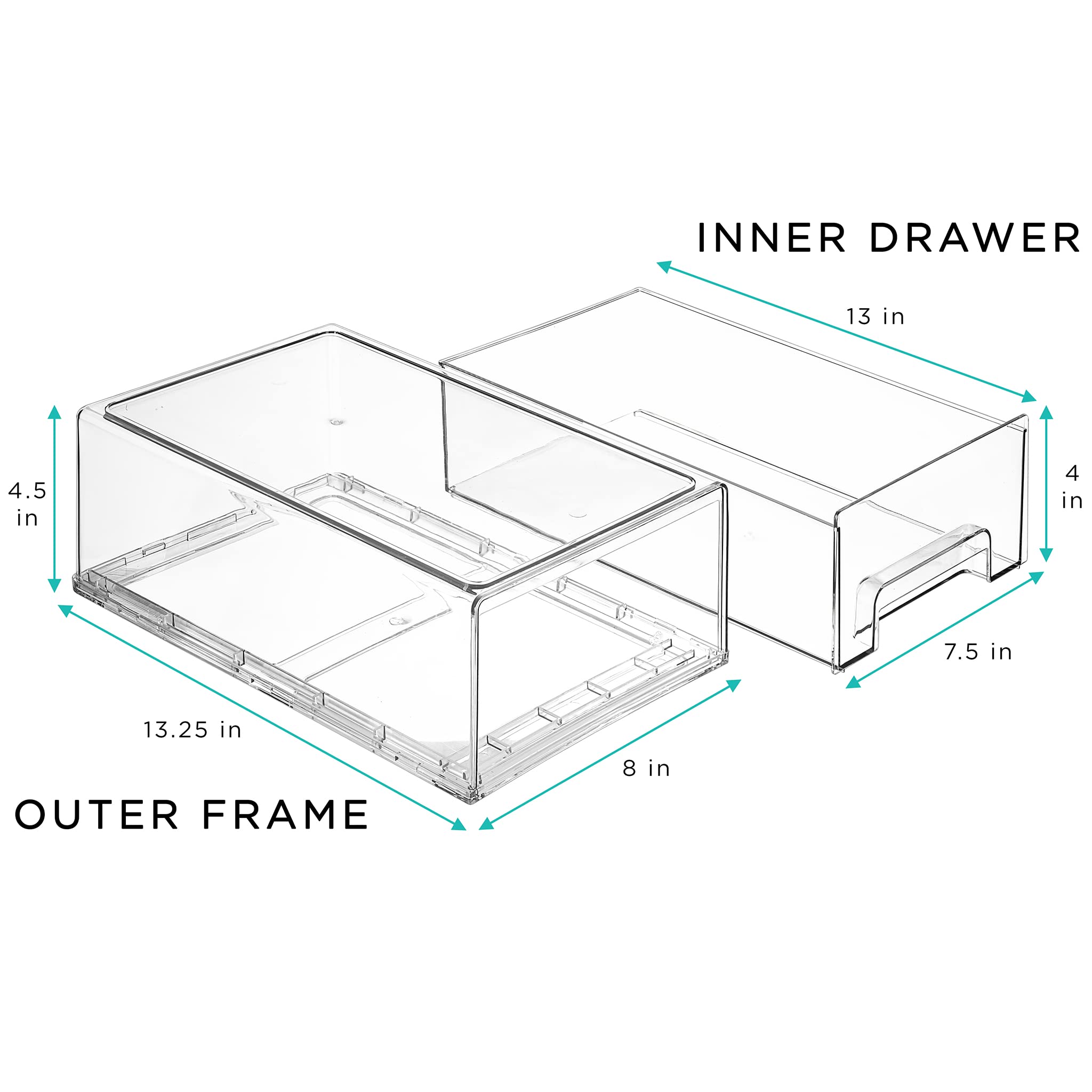 Sorbus clear drawer bin with silicone pads stays stable during use