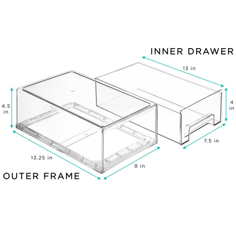 Sorbus clear drawer bin with silicone pads stays stable during use