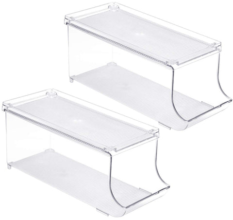 Sorbus clear organizer highlights contents and reduces clutter in the fridge.