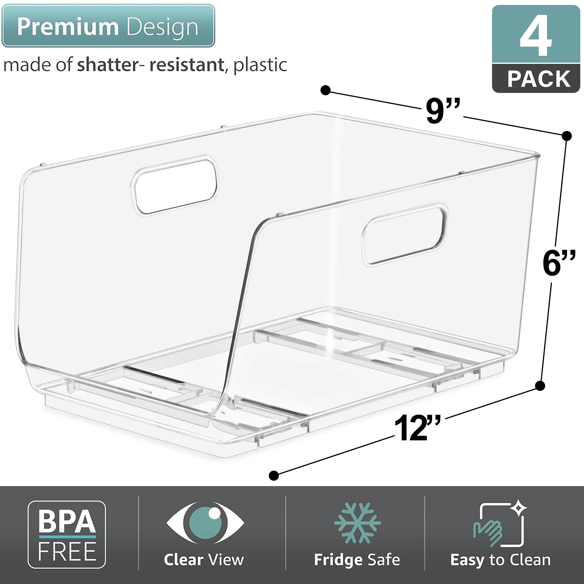 Sorbus clear pantry bin front view enables quick item checks.
