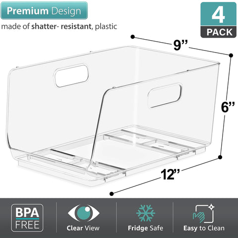 Sorbus clear pantry bin front view enables quick item checks.
