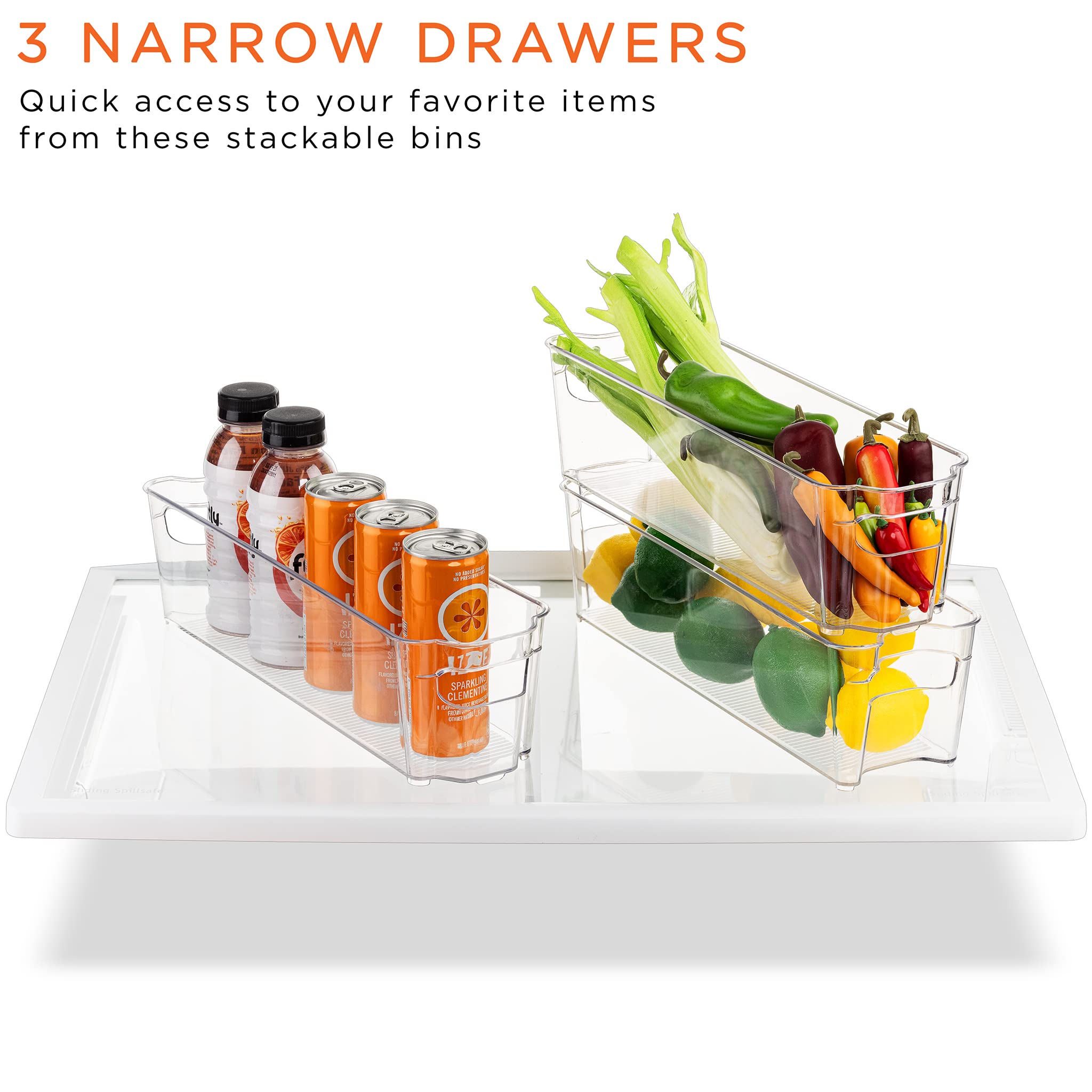 Sorbus Fridge Organizer Bins transparent view for easy visibility