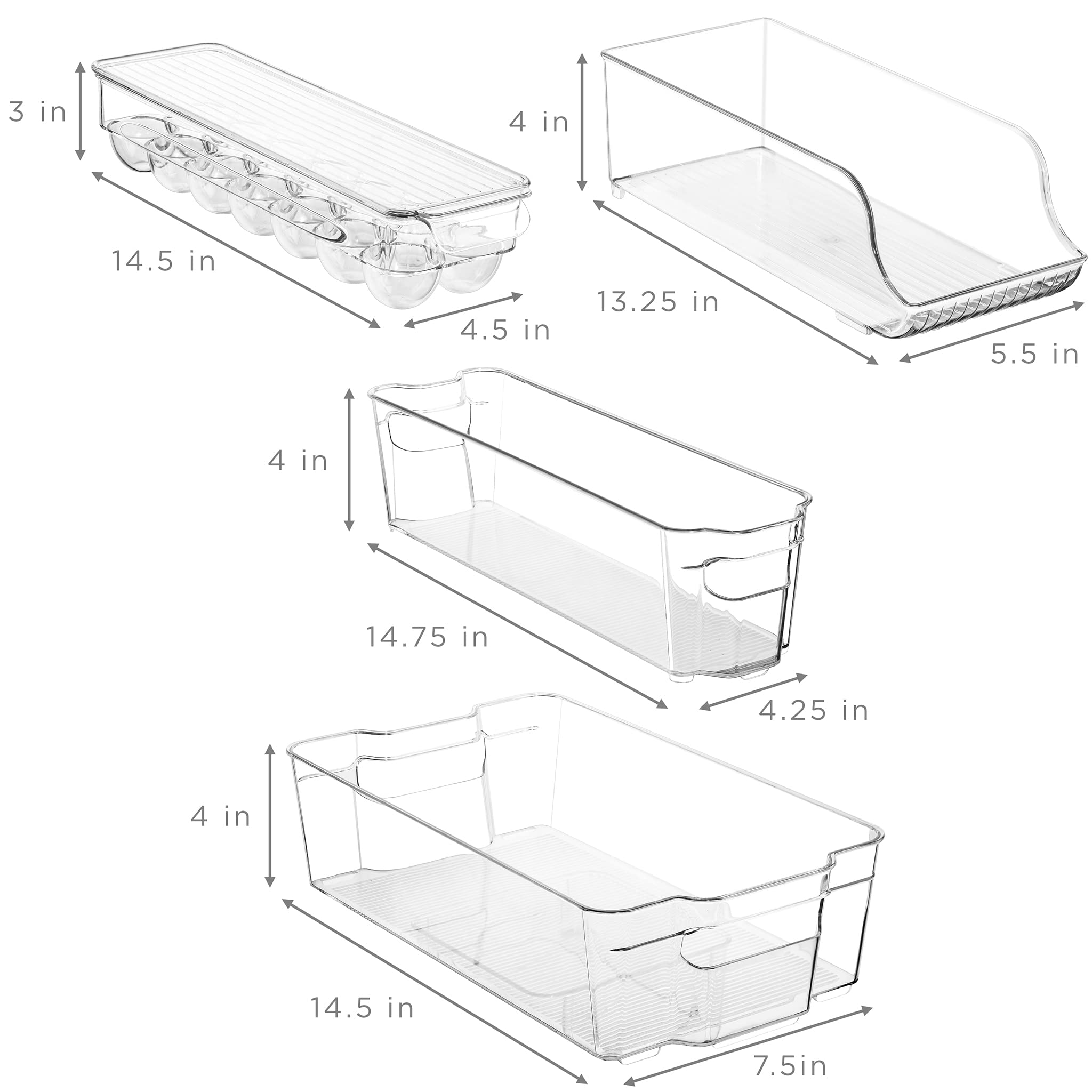 Sorbus Fridge Organizer Bins narrow bin neatly stacked for efficiency