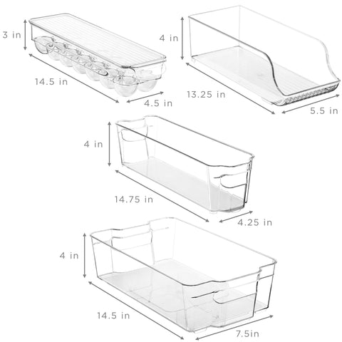 Sorbus Fridge Organizer Bins narrow bin neatly stacked for efficiency