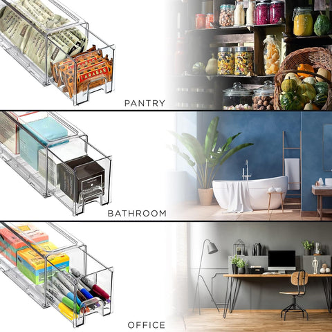 Sorbus fridge pantry organization drawer designed for fruits, snacks, and bottles.