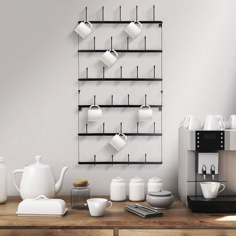 Durable iron construction of Sorbus mug rack with black coating