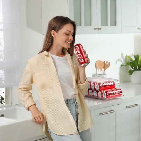 Sorbus Skinny Soda Can Dispenser BPA-free durable plastic for fridge storage.
