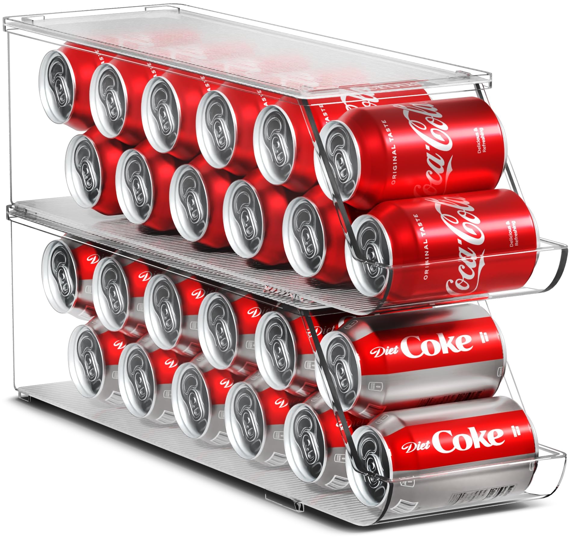 Sorbus soda can organizer with clear lid enables easy fridge organization