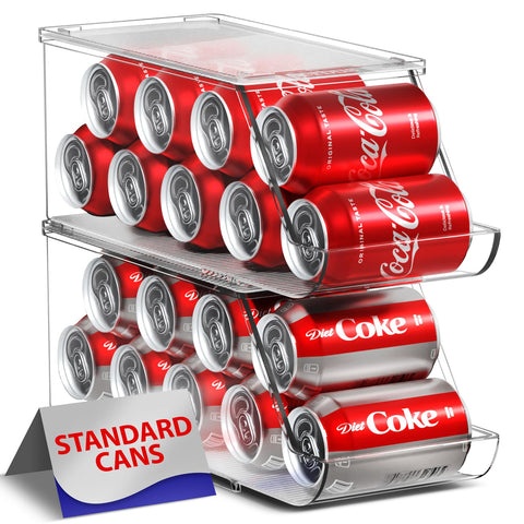Sorbus soda can organizer for fridge with stackable lid and 9-can capacity.