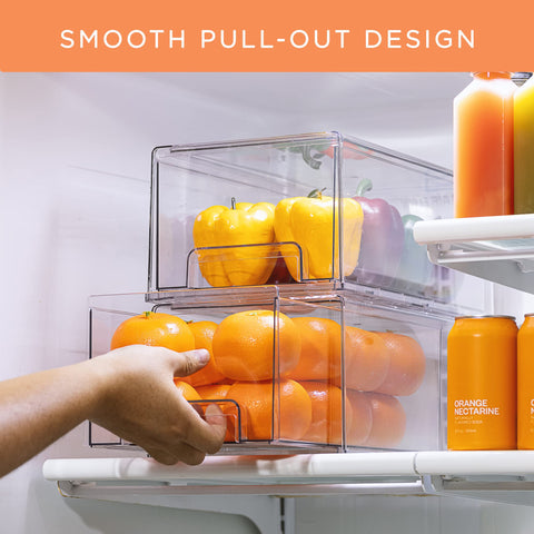 Sorbus stackable drawers with handles enable easy pull-out organization.