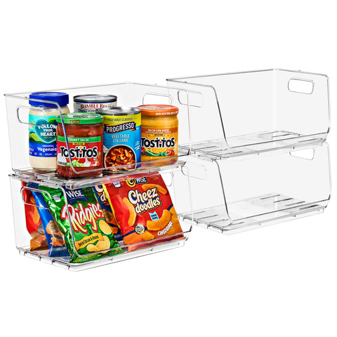 Sorbus stacking design bins front view suggests versatile stacking for cabinets and shelves.