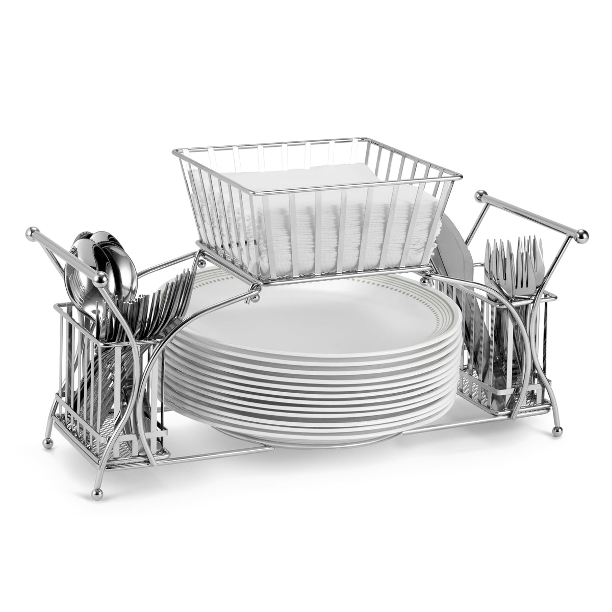 Sorbus Utensil Caddy plate-holder keeps plates within easy reach at meals.