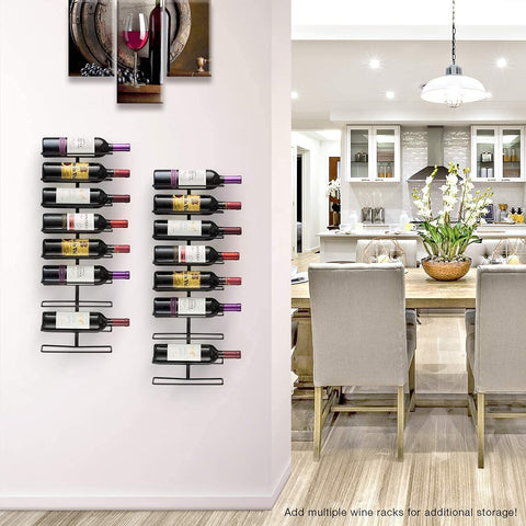 Sorbus wall mount wine rack 9-bottles dimensional-view highlights 28-inch height