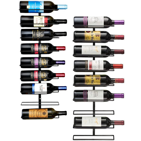 Sorbus wall mount wine rack 9-bottles front view saves counter space with sleek black metal