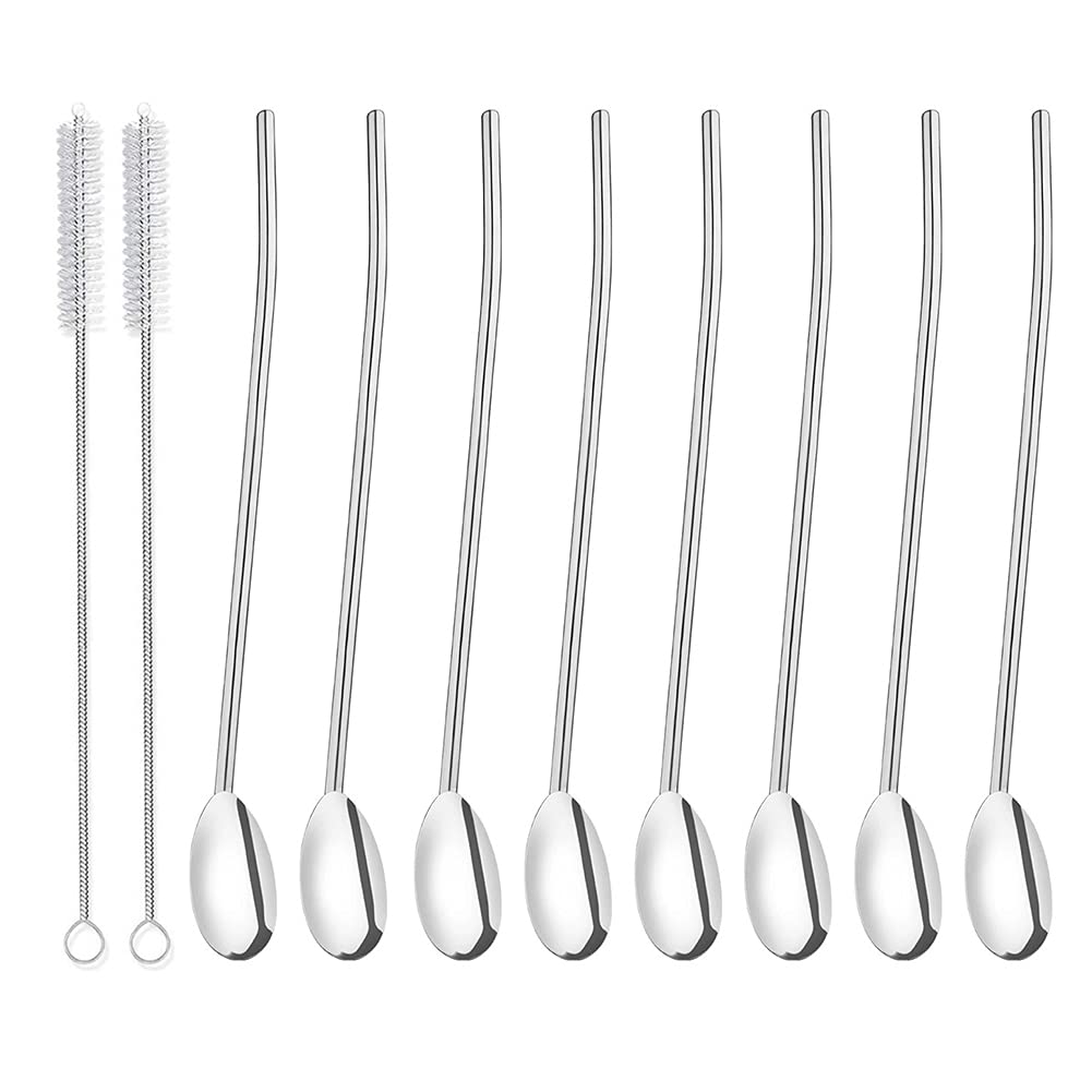 Sorfia 8.4 inch spoon-straw for sipping and stirring cold drinks
