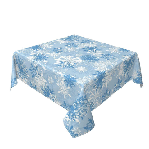 Sorktse Christmas tablecloth in blue snowflake, protects table and adds festive flair.