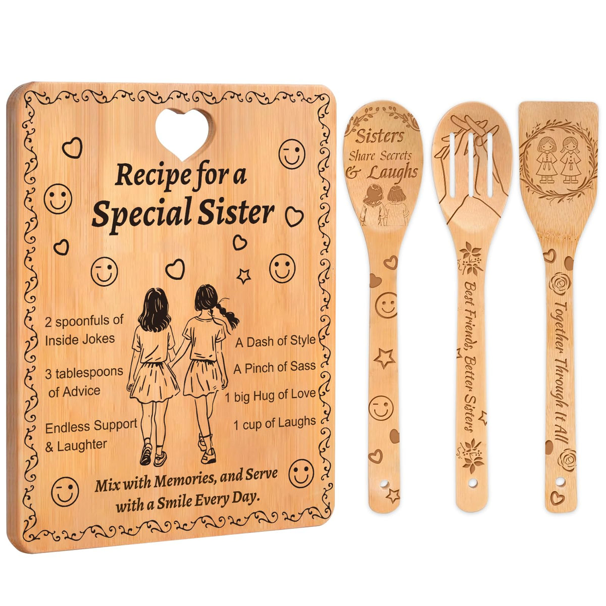 Sornivra recipe-for-a-special-sister board with heartfelt message, ideal for birthdays