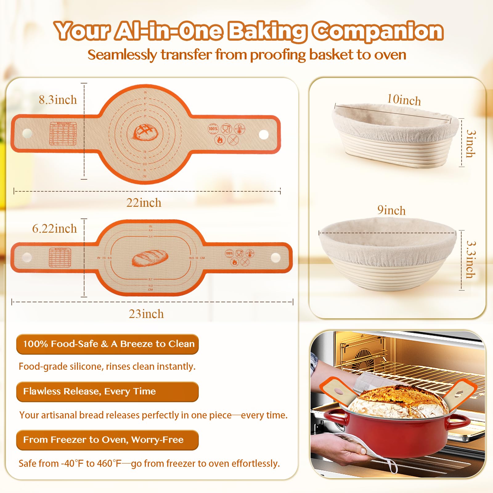 SORON silicone bread slings help move dough without tearing