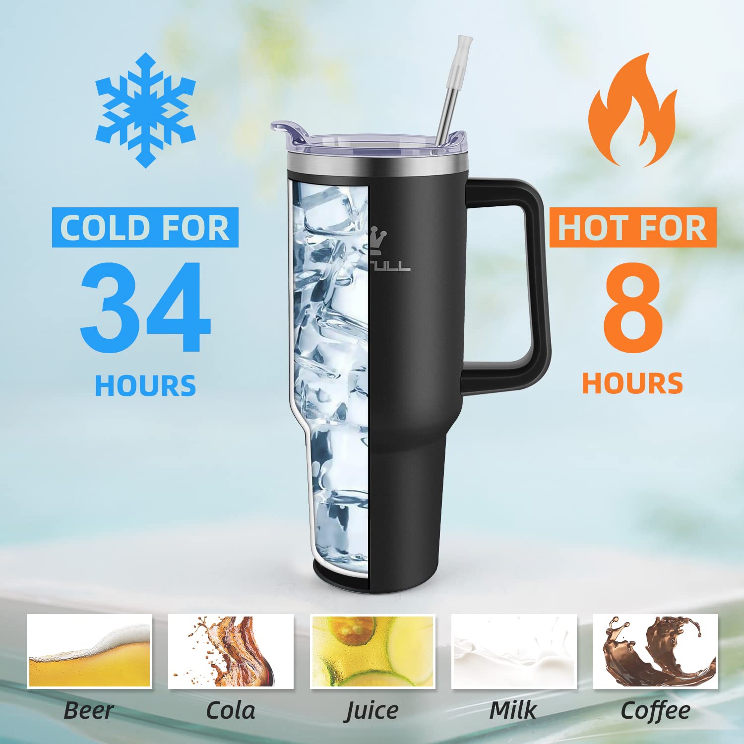 304 stainless steel interior resists flavor transfer for keeps beverages tasting pure.