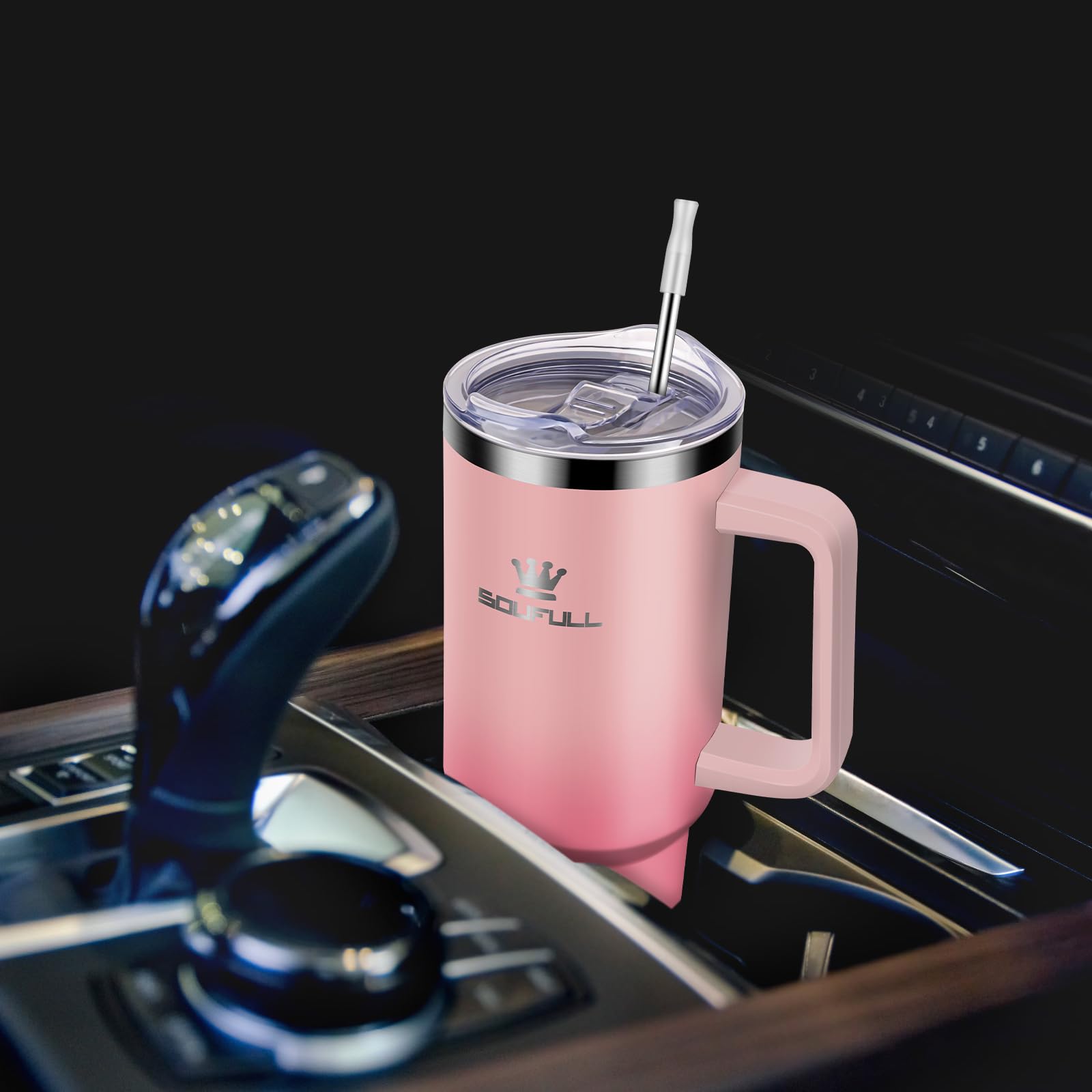 Soufull 40 oz tumbler keeps cold drinks cold for hours.