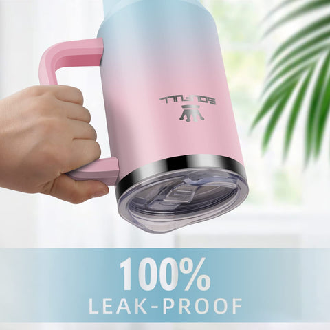 Soufull 40 oz tumbler with double-wall insulation keeping drinks cold or hot.