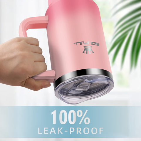 Soufull double-wall insulated tumbler protects hot and cold beverages.