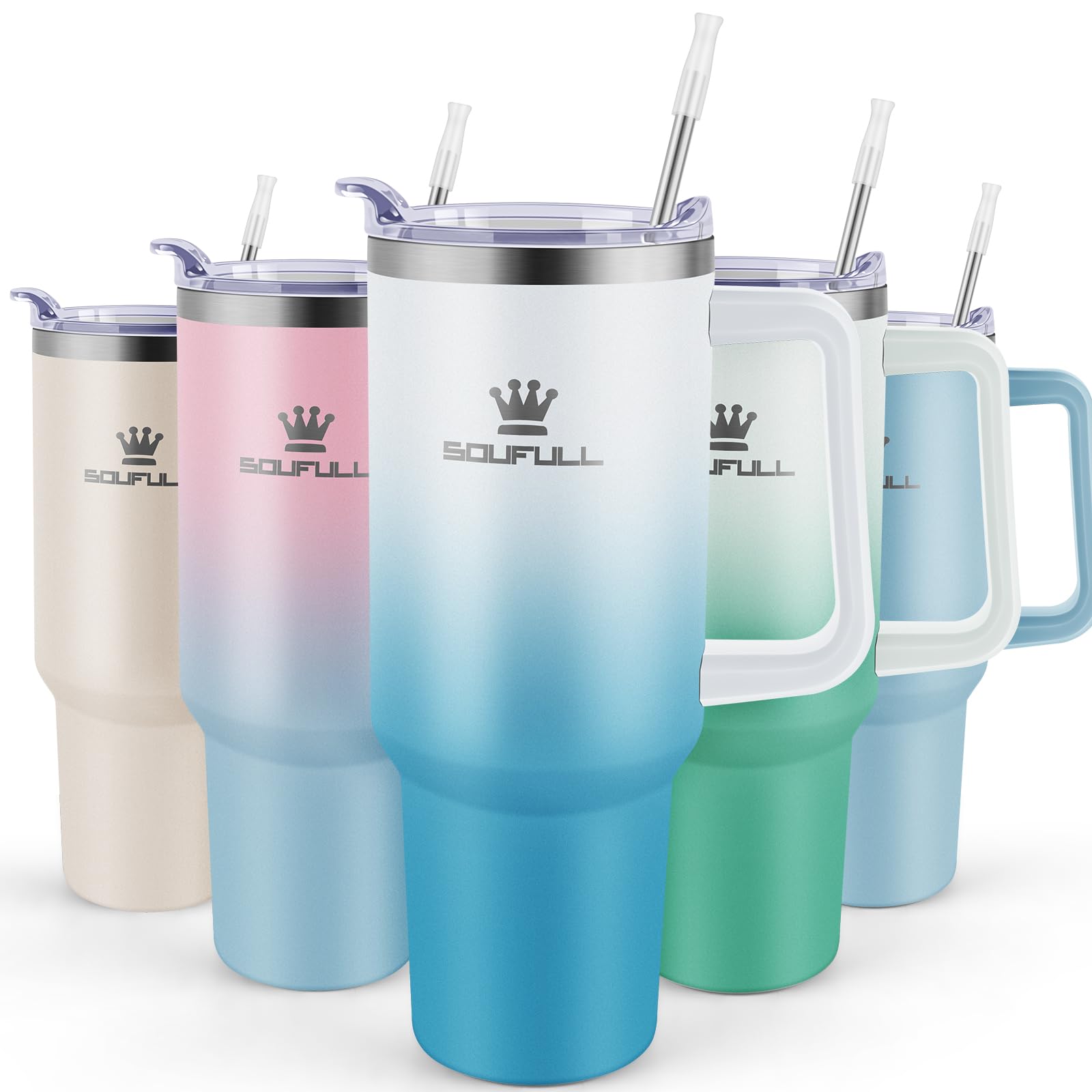 Soufull 40 oz tumbler with handle and straw lid for on-the-go hydration