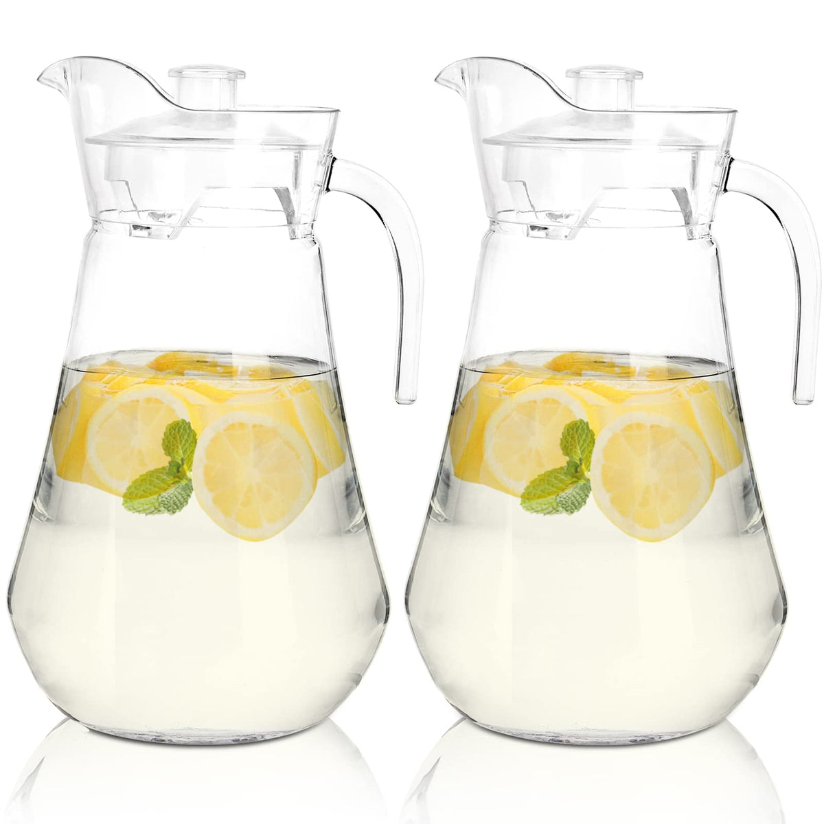 SOUJOY 2L plastic pitcher with lid and handle for easy pouring