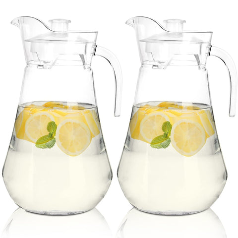 SOUJOY 2L plastic pitcher with lid and handle for easy pouring