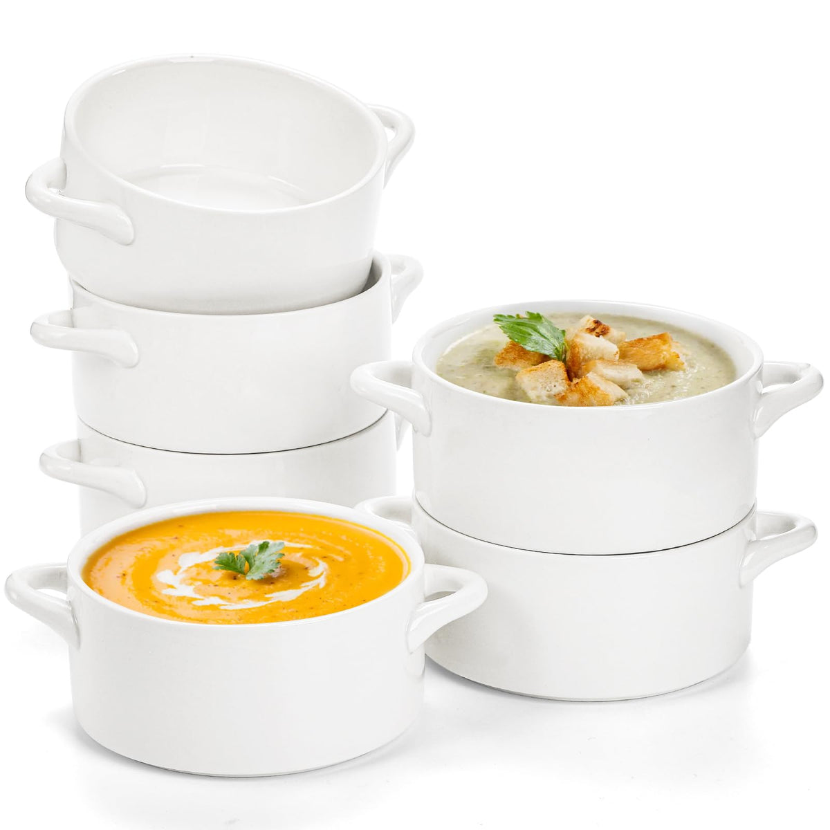 Soujoy 6-pack 22 oz bowls with handles ready for soup and serving
