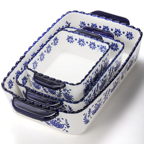 SOUJOY floral-design lasagna pan enhances table presentation with artistic touches.