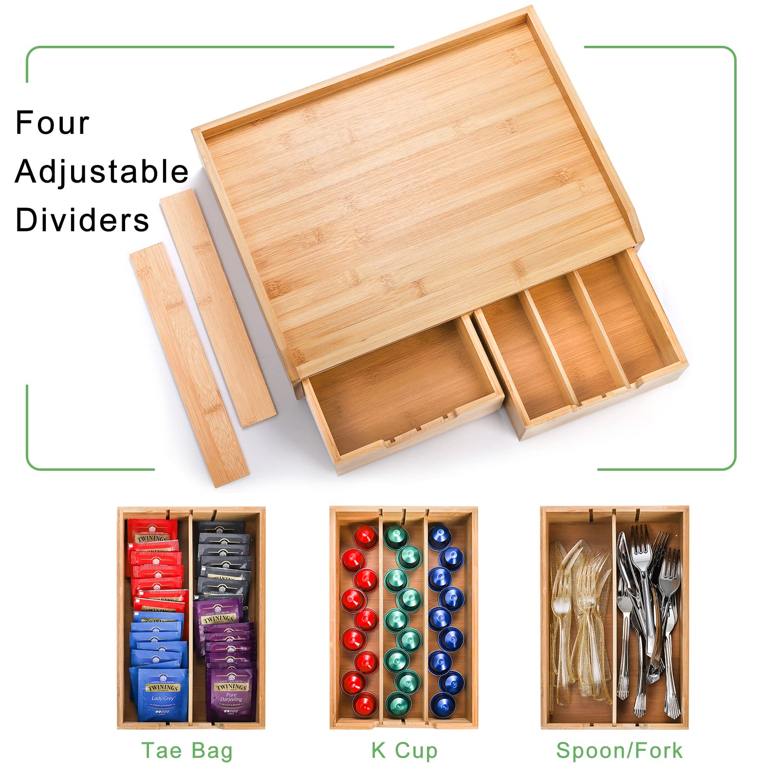 SOUJOY ready-to-use drawer organizer sits on countertops without assembly