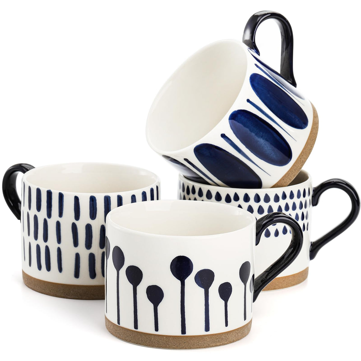 SOUJOY four 15 oz mugs in a coordinated set for home or office use.
