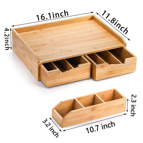 SOUJOY tea bag drawer helps categorize flavors for quick selection