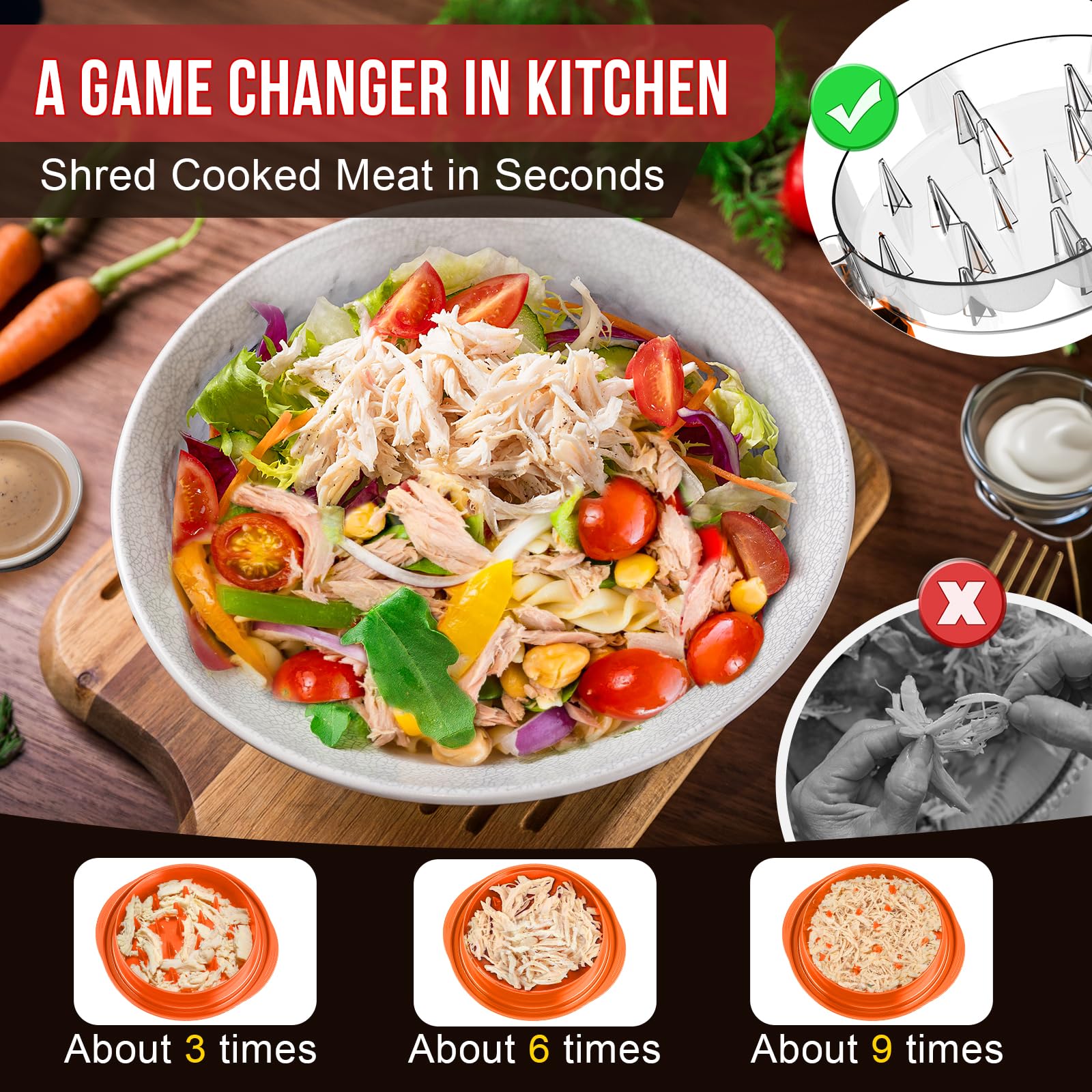 SoulLife chicken shredder with clear lid for visible shredding results