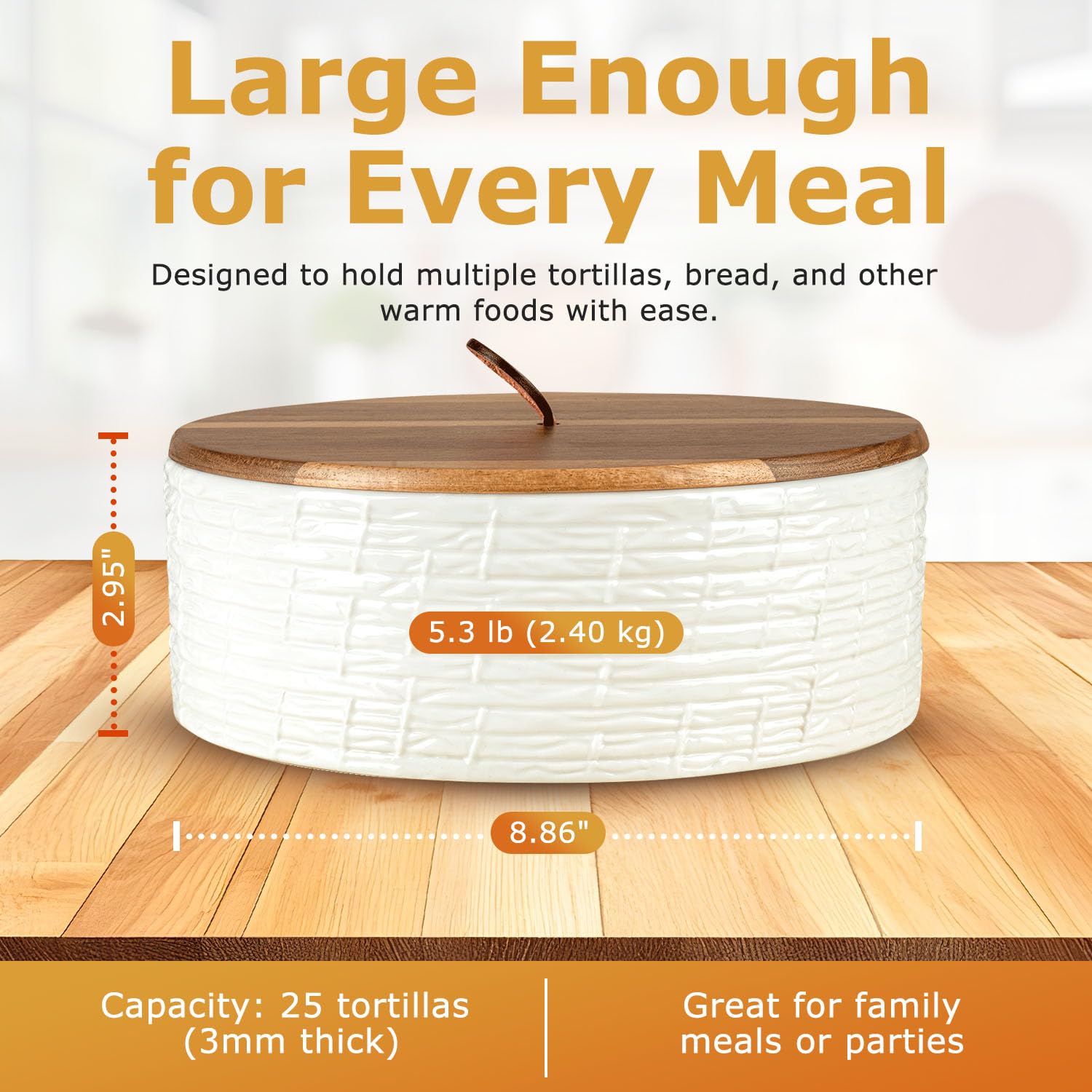 SoulMex ceramic bread warmer doubles as a versatile container for pancakes and flatbreads.