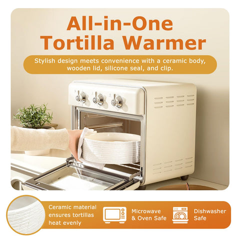 SoulMex tortilla warmer shows a silicone seal for dust-free storage and warmth.