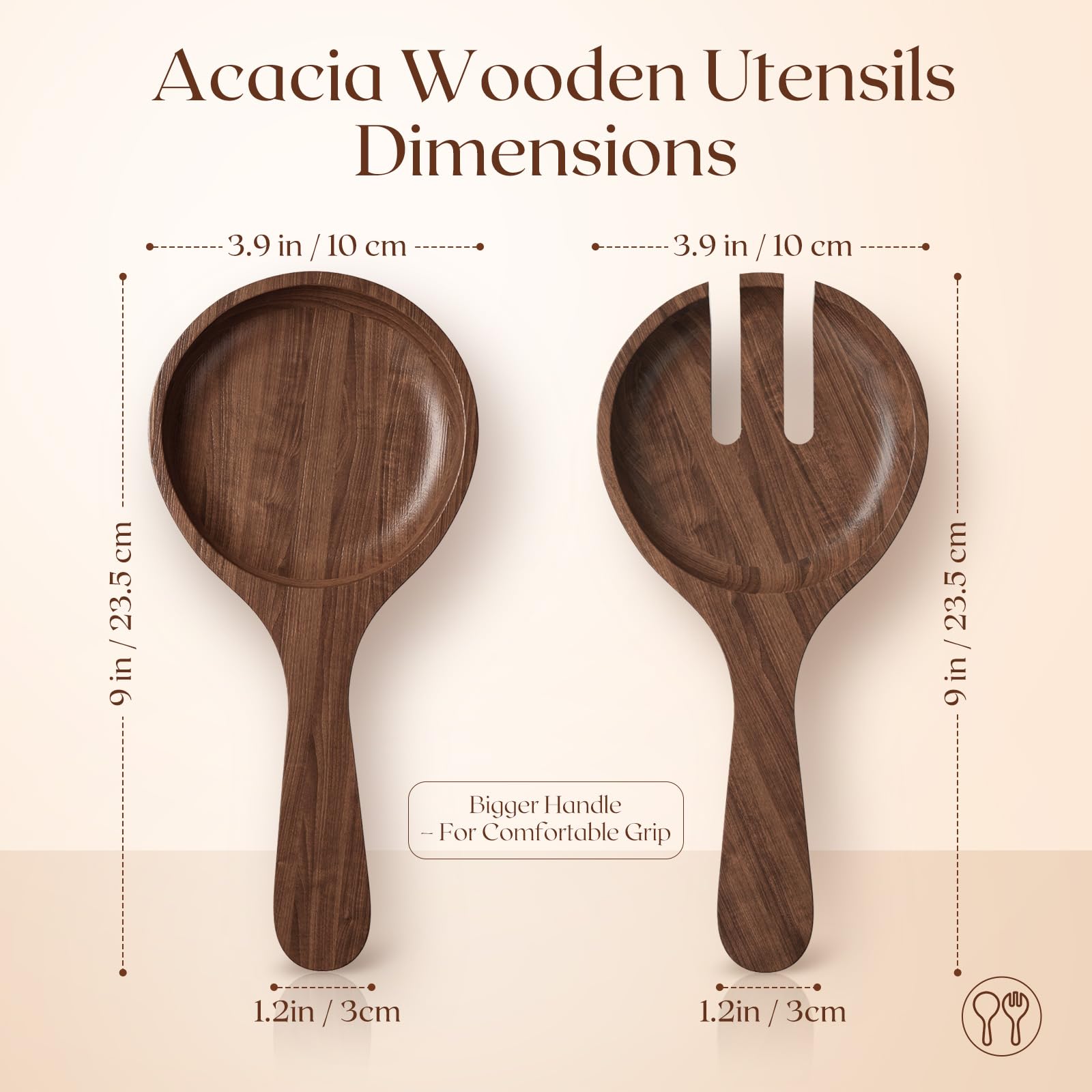 SoulThink acacia utensils with smooth grip for comfortable serving