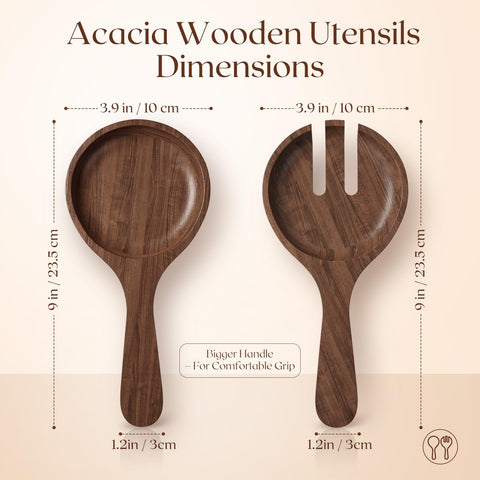 SoulThink acacia utensils with smooth grip for comfortable serving