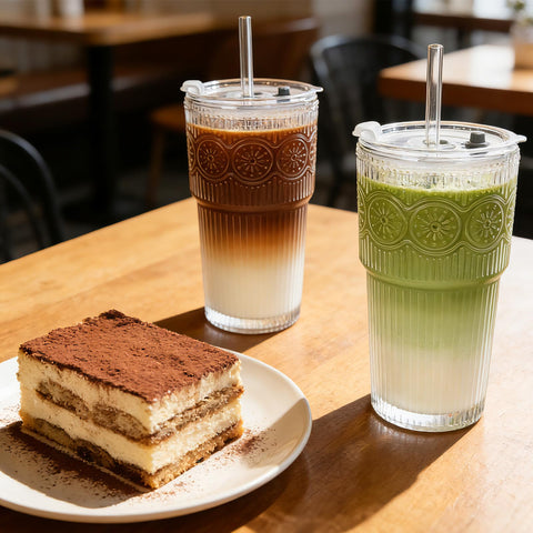 SoulTimes 20oz ribbed floral tumbler perfect for iced coffee and tea.