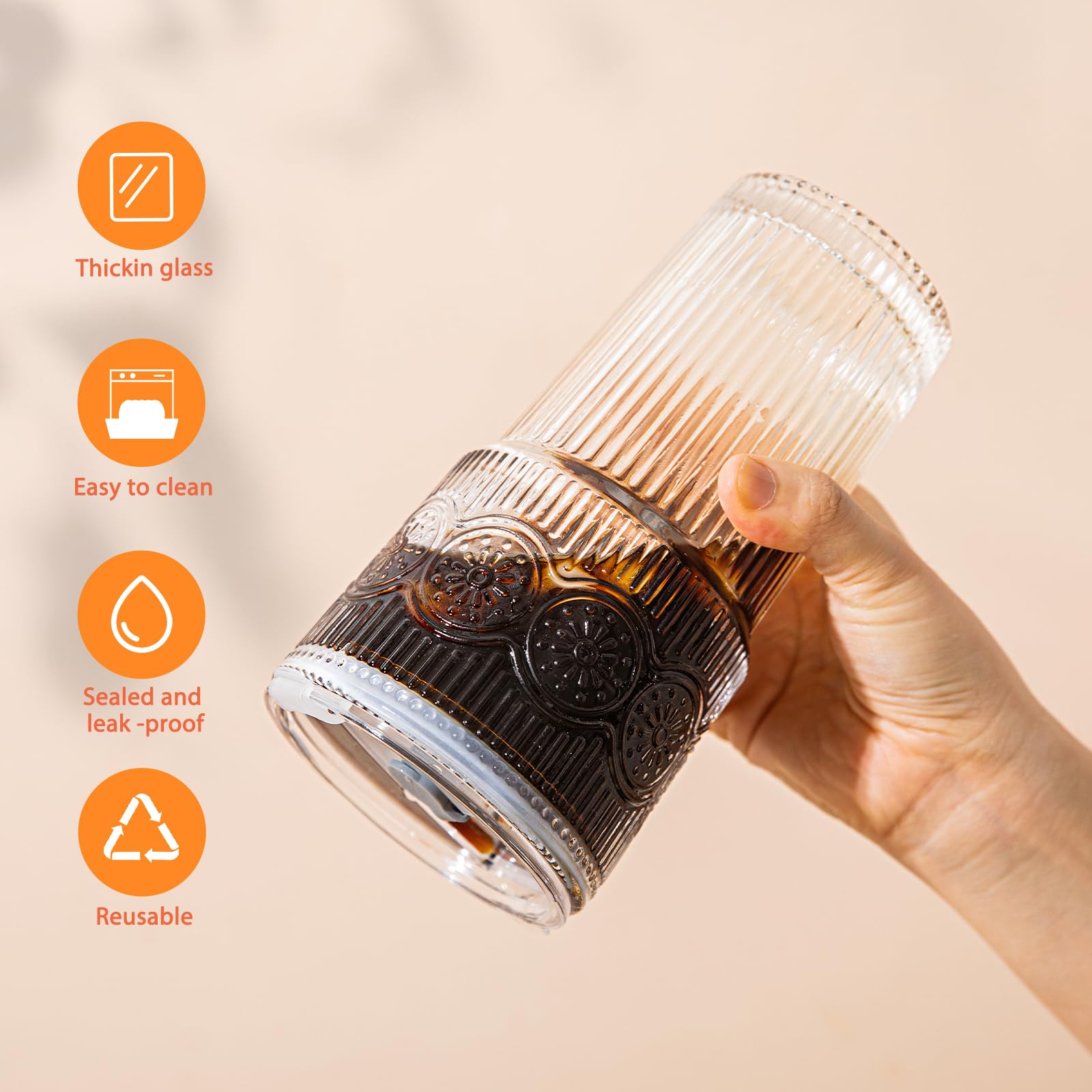 SoulTimes 20oz ribbed floral tumbler ideal for juice and water on the go.