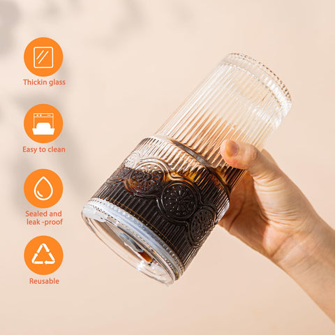 SoulTimes 20oz ribbed floral tumbler ideal for juice and water on the go.