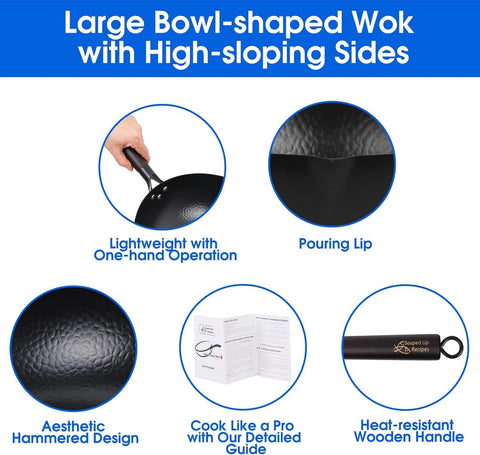 Souped Up Recipes induction-compatible wok design enables fast heat distribution.
