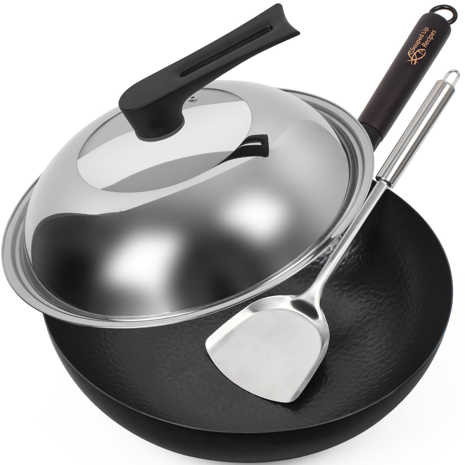 Souped Up Recipes 12.5-inch wok with flat bottom for even heating on any stove